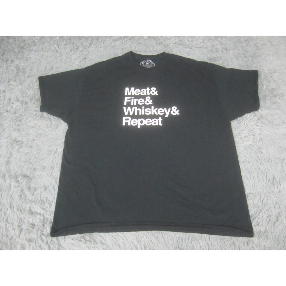 Jess Pryles Shirt Mens 2XL Black Meat Fire Whiskey Repeat BBQ Graphic Funny Tee - Picture 1 of 7